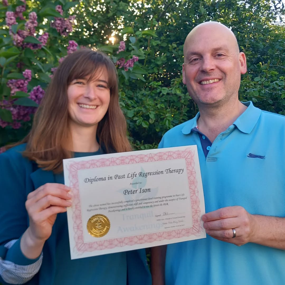 Peter Ison with his Past Life Regression Certificate